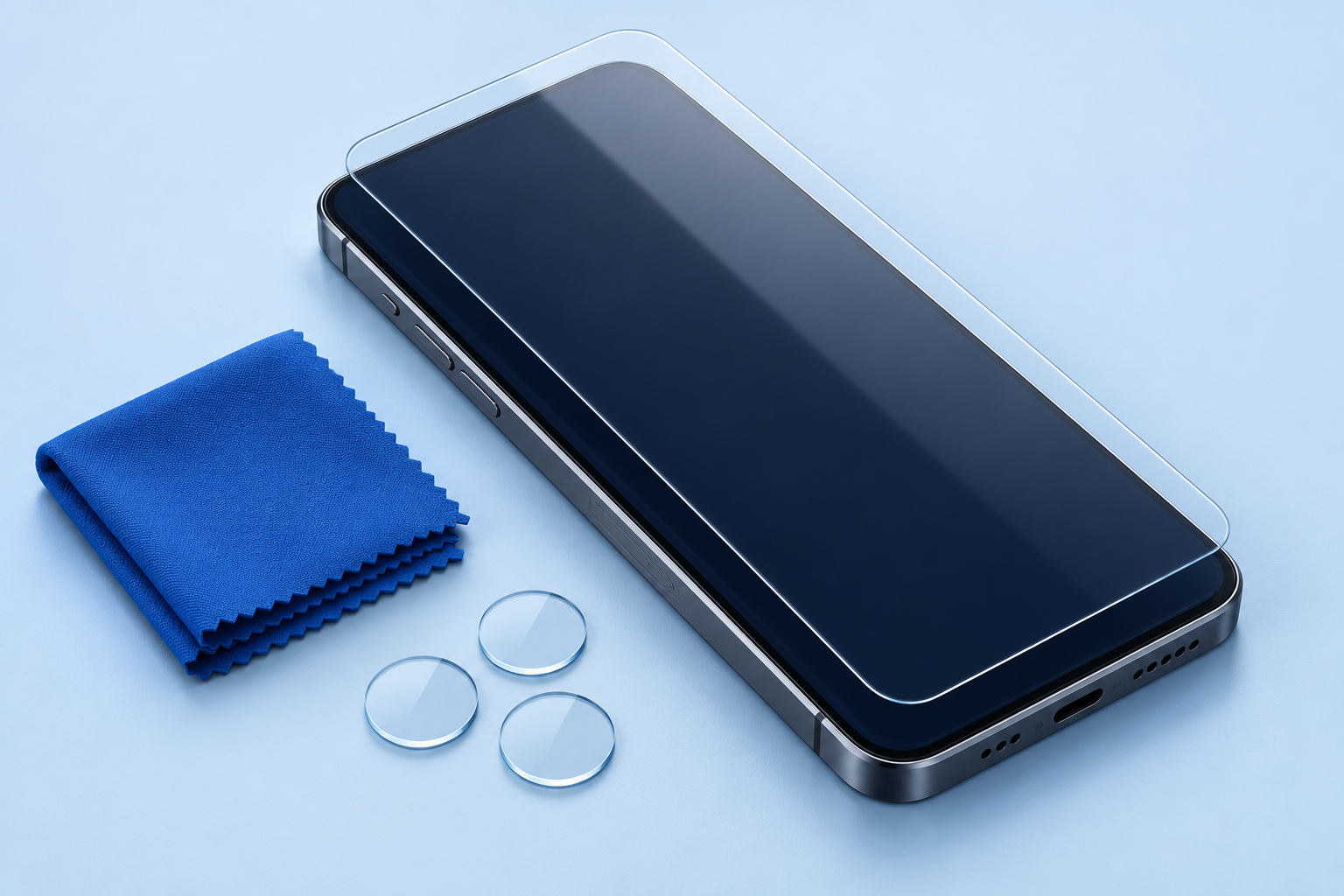 Película inteira sobre smartphone e protetores de câmera — imagem ilustrativa